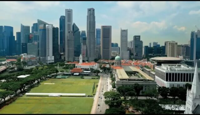 Vista aérea de viviendas en Singapur
